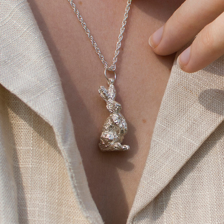 Rose gold bunny necklace