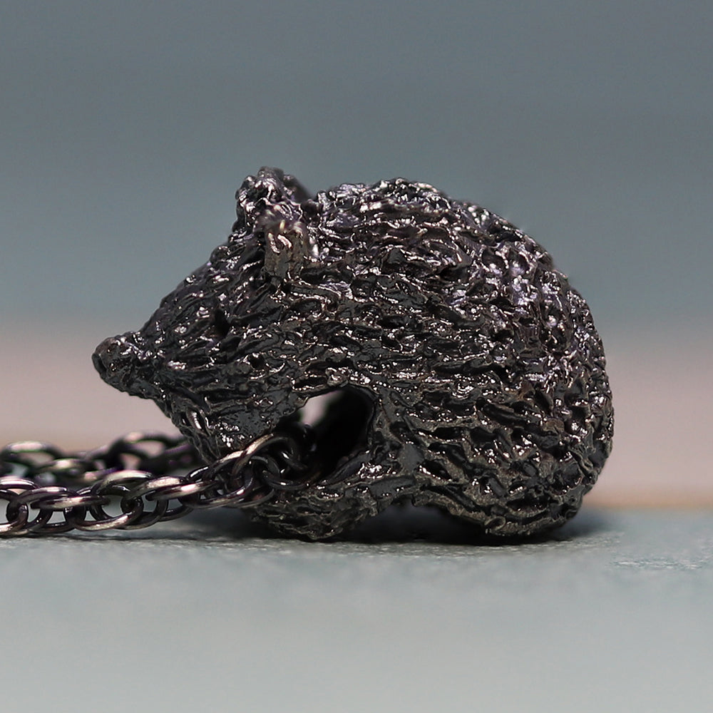 Hedgehog Oxidised Silver necklace