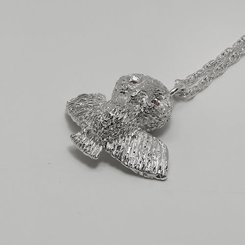 Silver Flying Owl necklace