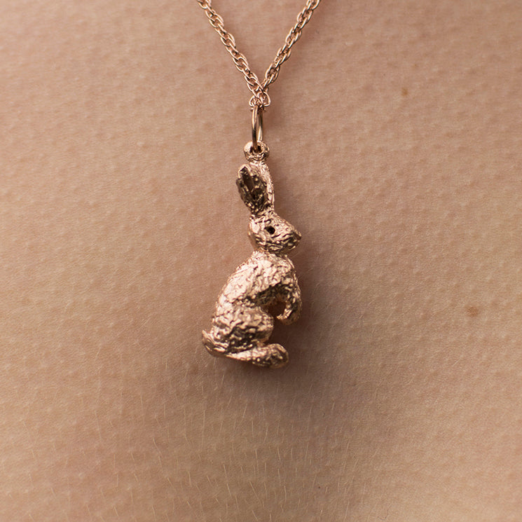 Rose gold bunny necklace